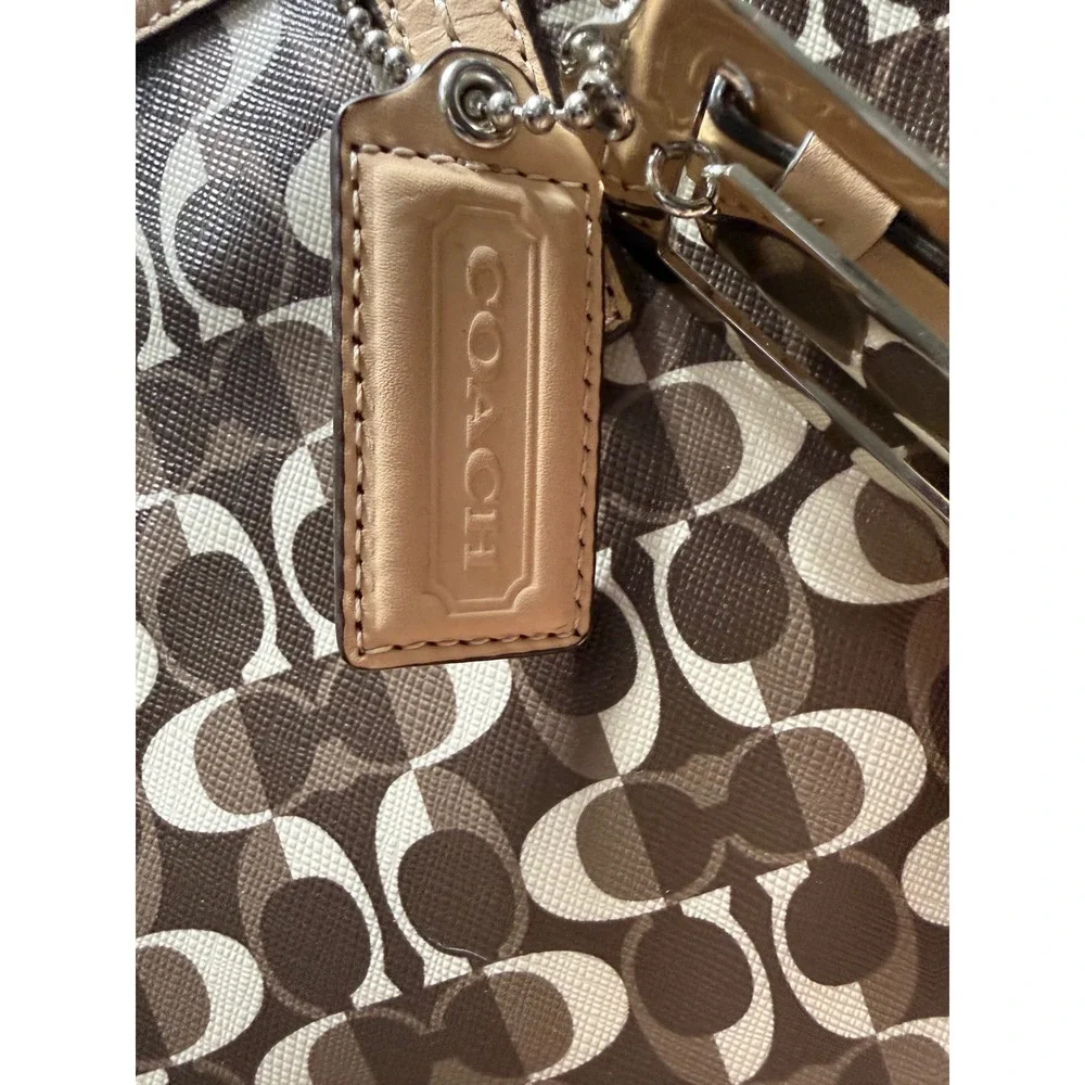 Coach 2013 Park Metro Splt Signature Tote Brown Tan Leather Trim F25673 NWT Read - Picture 10 of 16